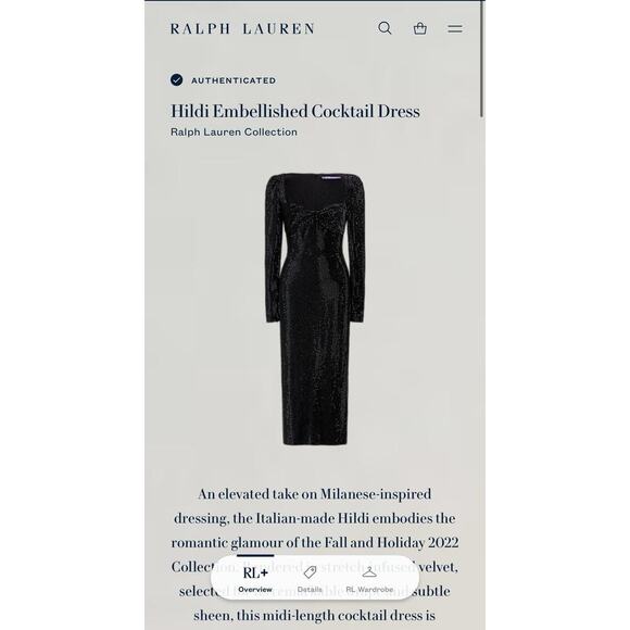 Ralph Lauren Collection Embellished Cocktail Dress 6 S Velvet Crystals Midi $6K - Picture 6 of 9